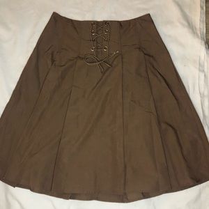 Brown Vintage-Style Adjustable Midi Skirt 0XL